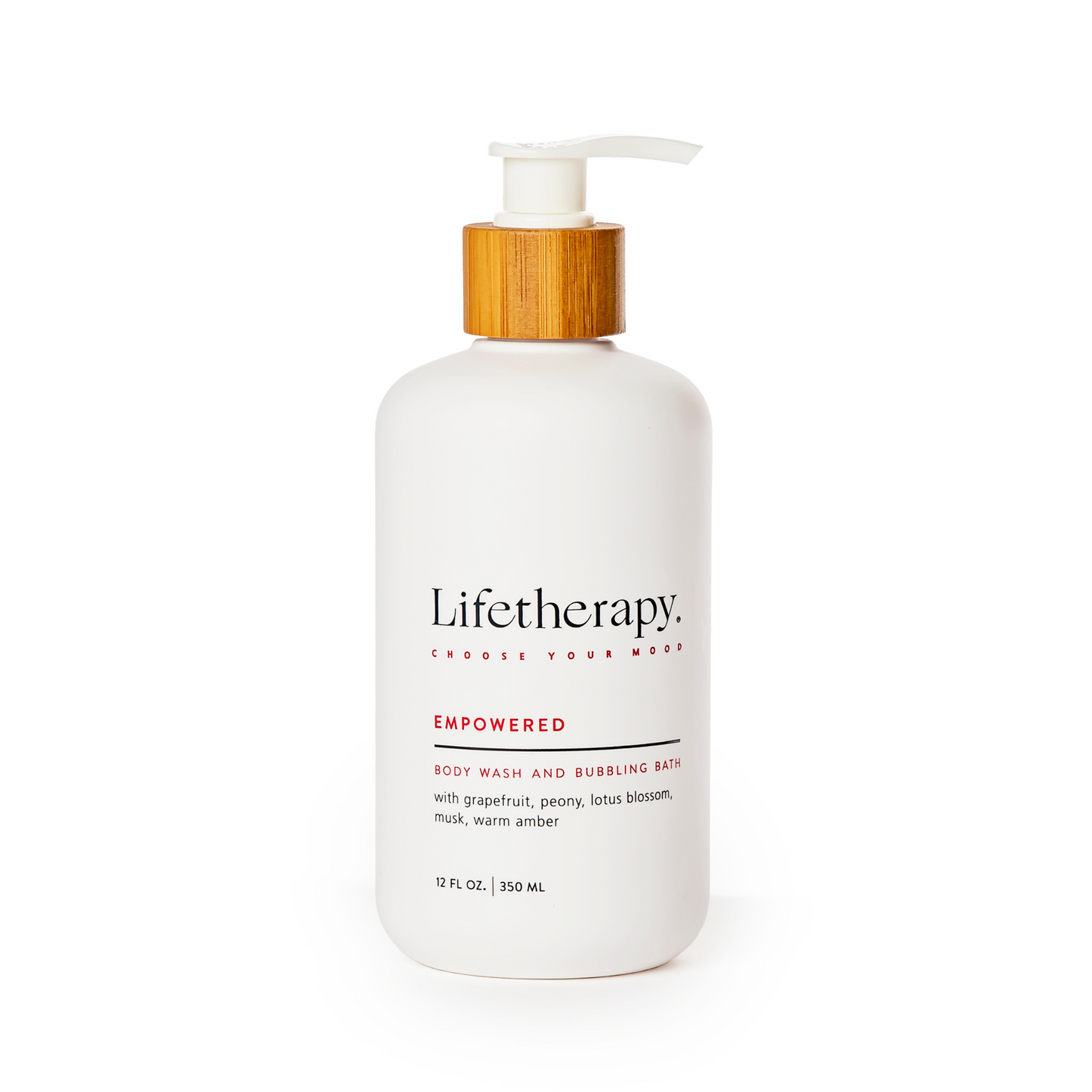 Empowered 12 oz clean beauty body wash, bubbling bath and liquid hand soap with peony and grapefruit notes.