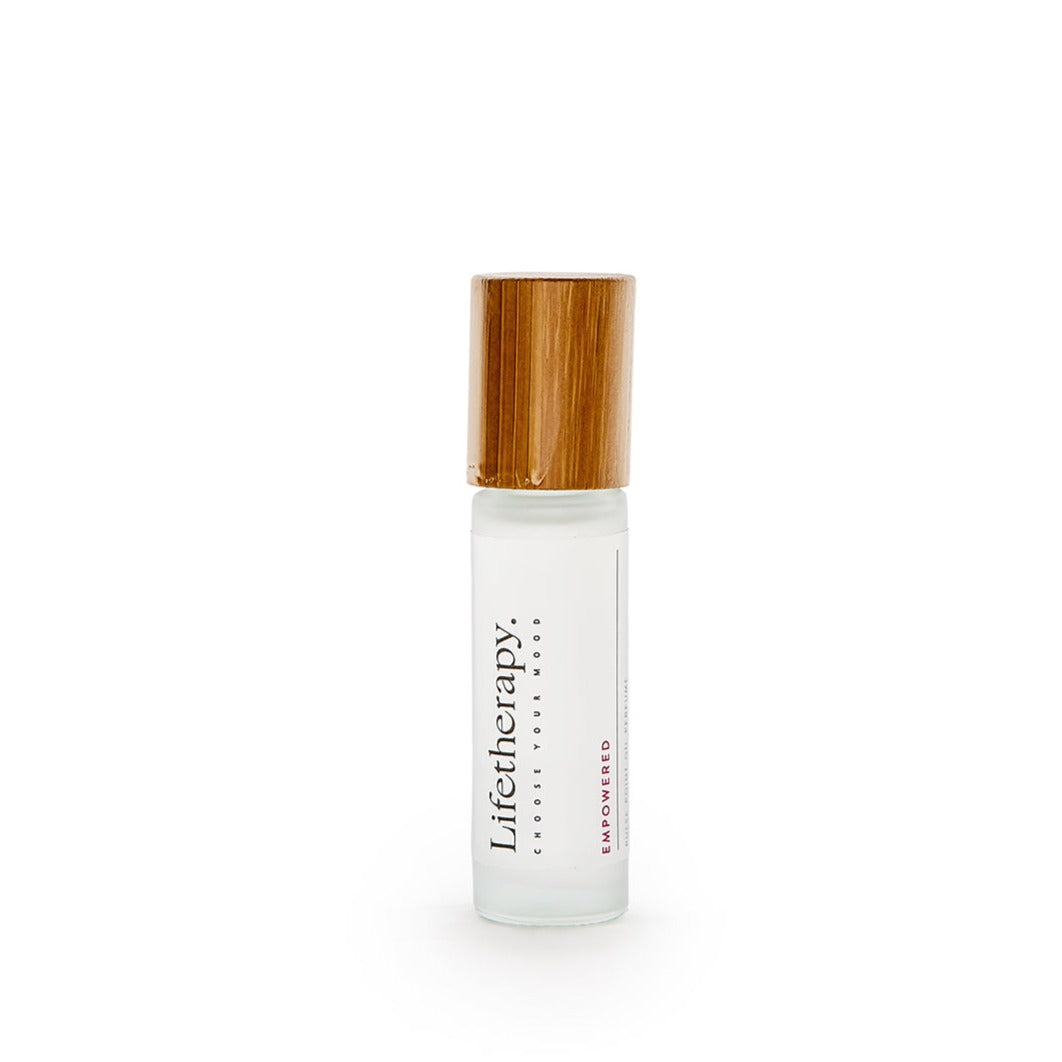 Empowered Lifetherapy pulse point oil featuring restorative grapefruit, peony, and lotus blossom.