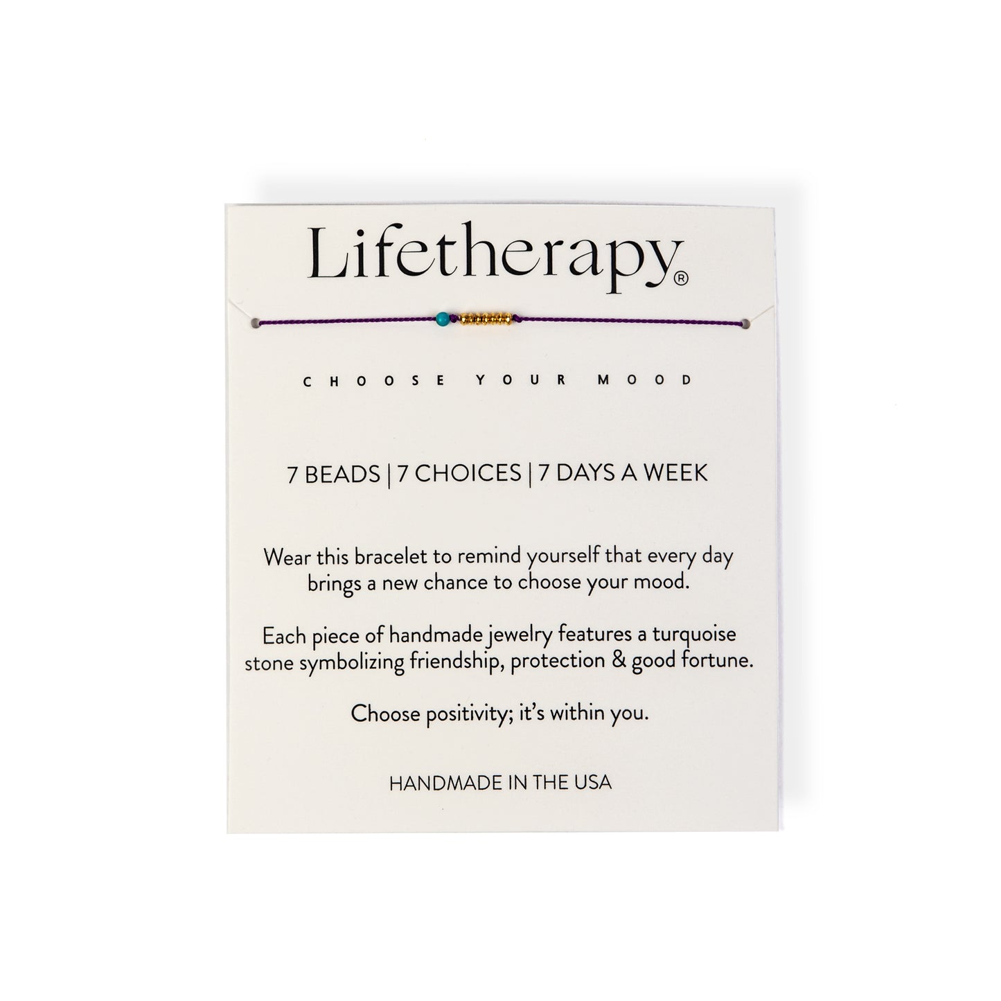 Purple gold vermeil beaded motivation 7 bracelet | Choose your mood