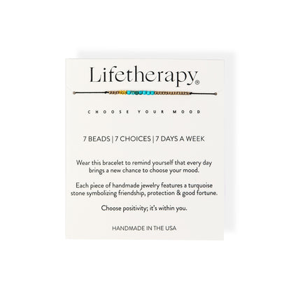 Black motivational genuine turquoise beaded 7 bracelet | Handmade in the USA