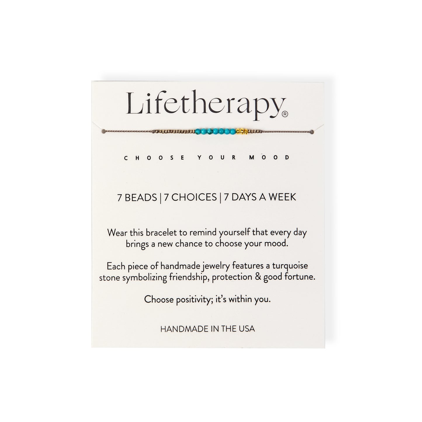 Grey balance genuine turquoise beaded 7 bracelet | Handmade in the USA