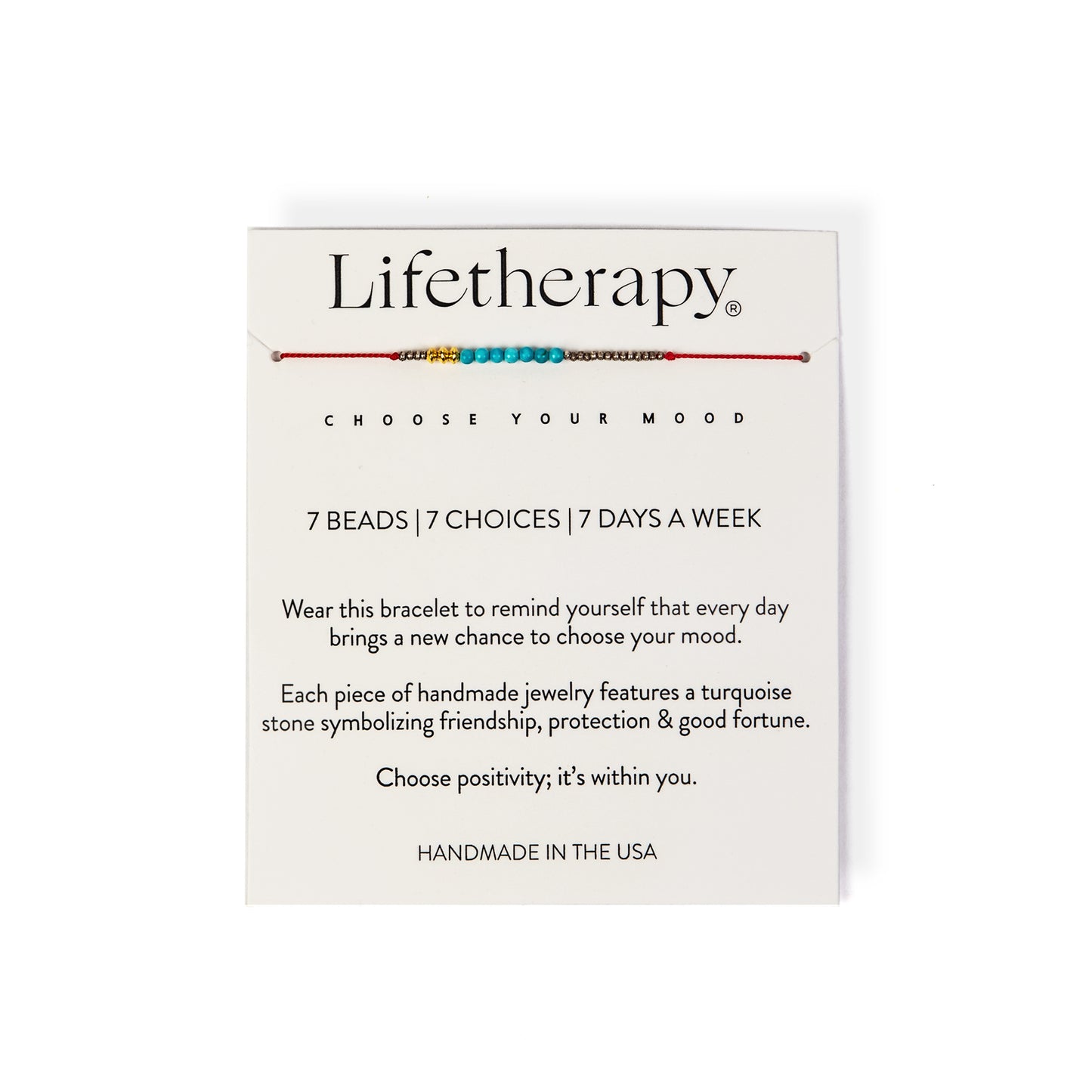 Red thread genuine turquoise beaded 7 bracelet | Handmade in the USA