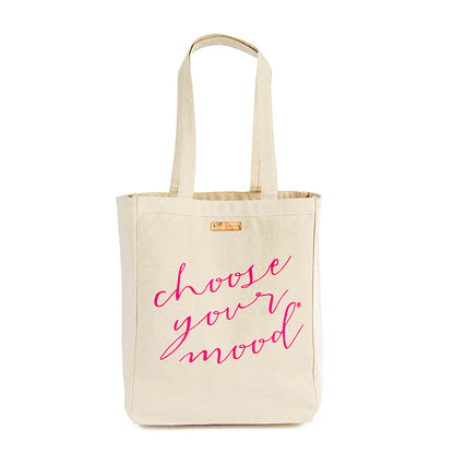 Choose Your Mood Motivational Canvas Tote Bag - Pink