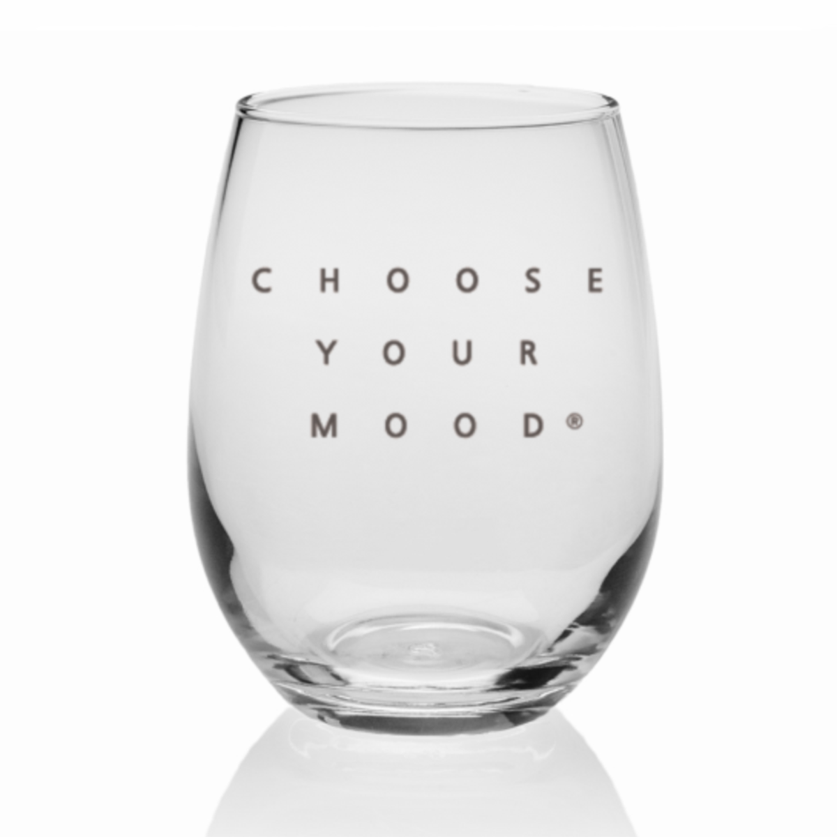  9 oz. stemless wine & juice glass with Choose Your Manta silk screened on the glass.