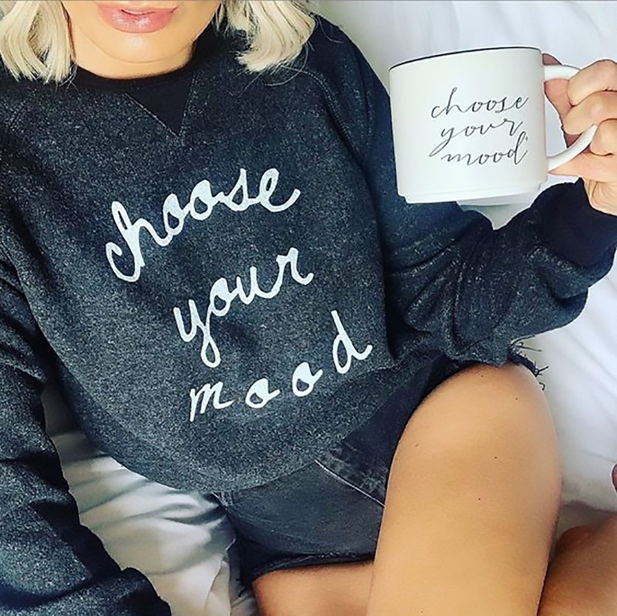 Choose Your Mood Teddy Sweatshirt - Dark Grey