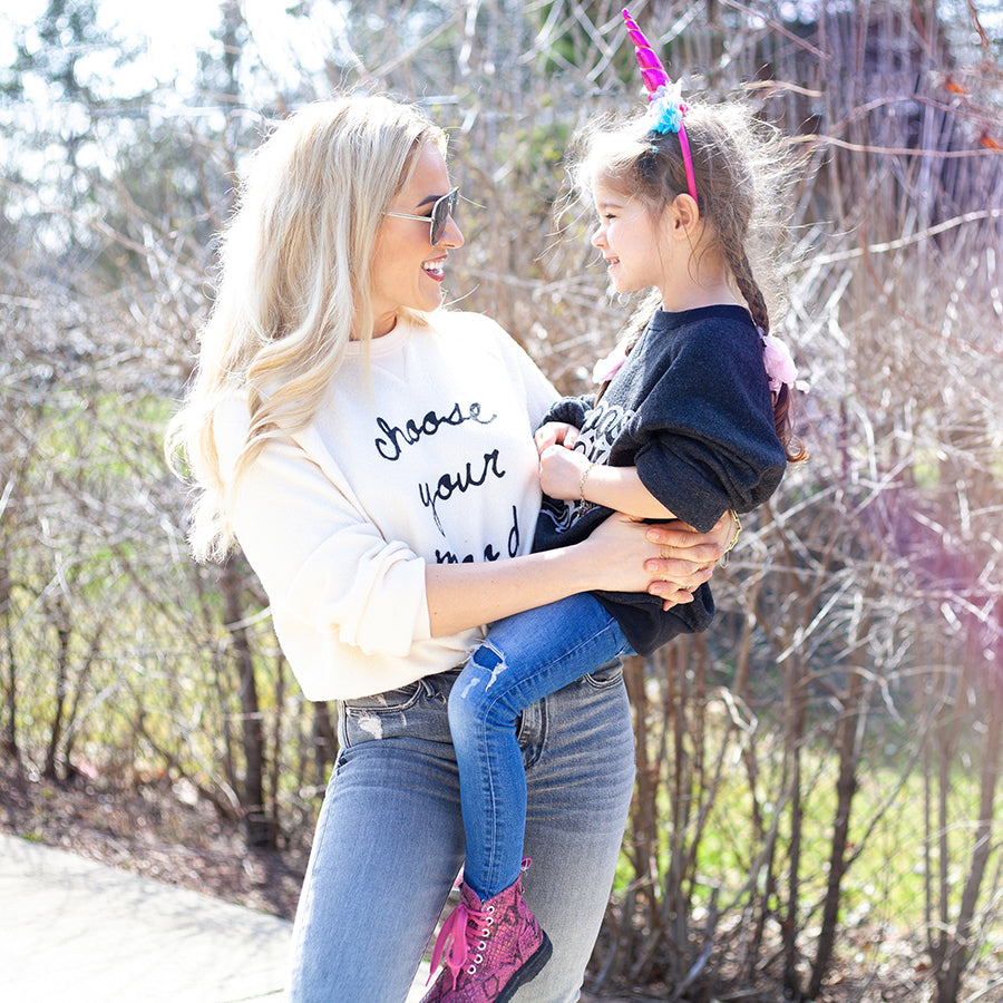 Choose Your Mood Teddy Sweatshirt - Cream