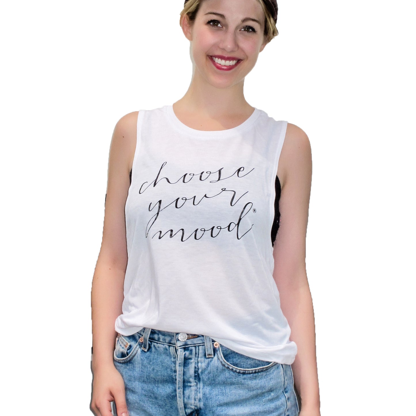 Choose Your Mood Motivational Tank - White